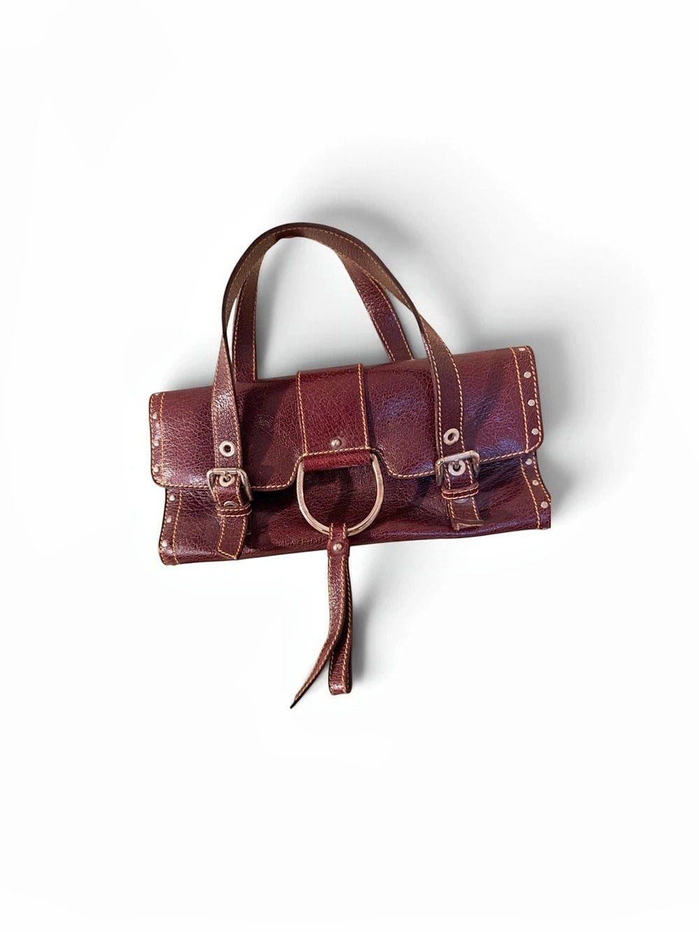 Vintage Dolce & Gabbana Y2K Burgundy Leather D-Ring Bag